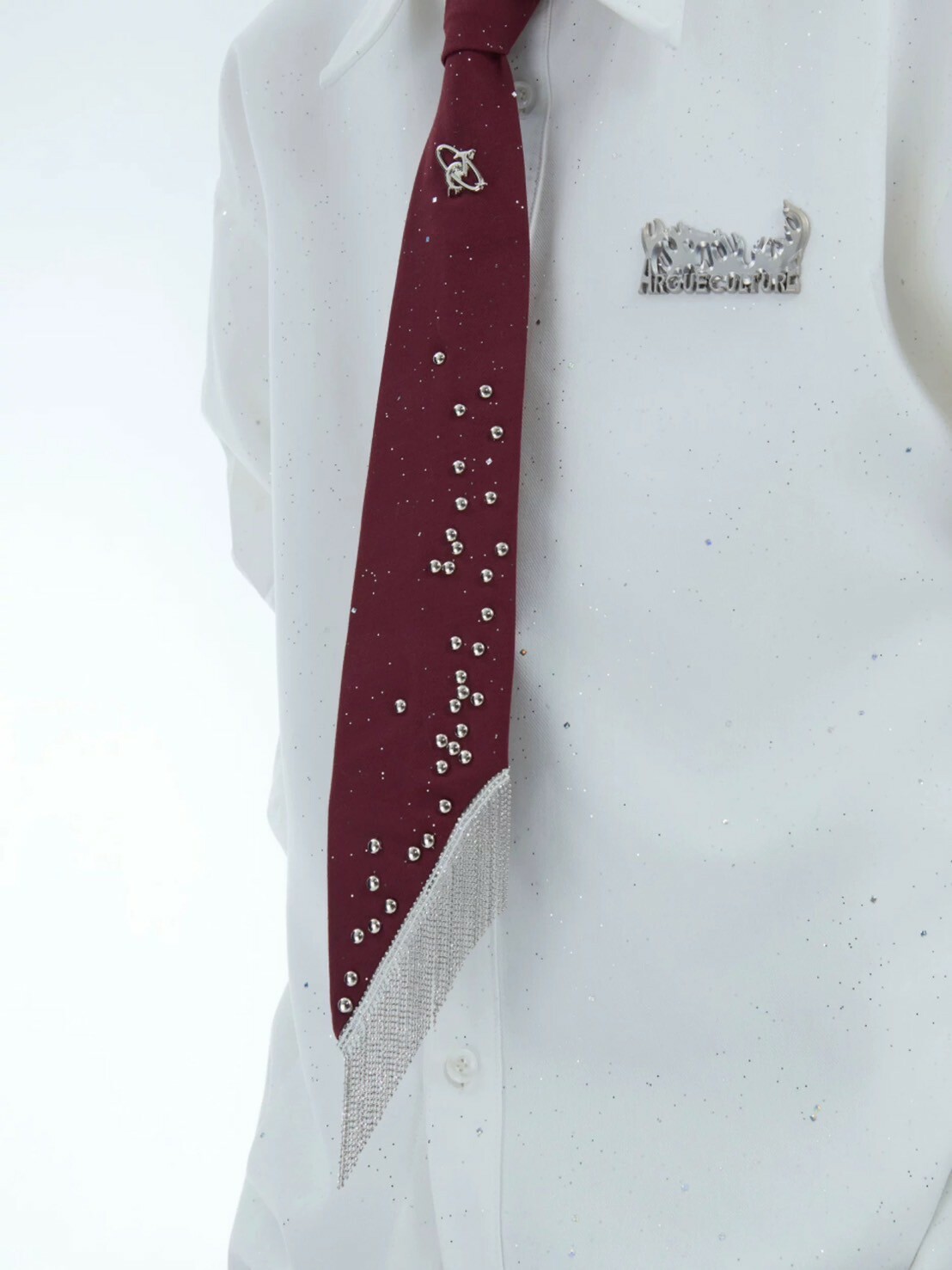 ARGUE 簡約金屬 铆丁 點綴 流蘇 #領帶