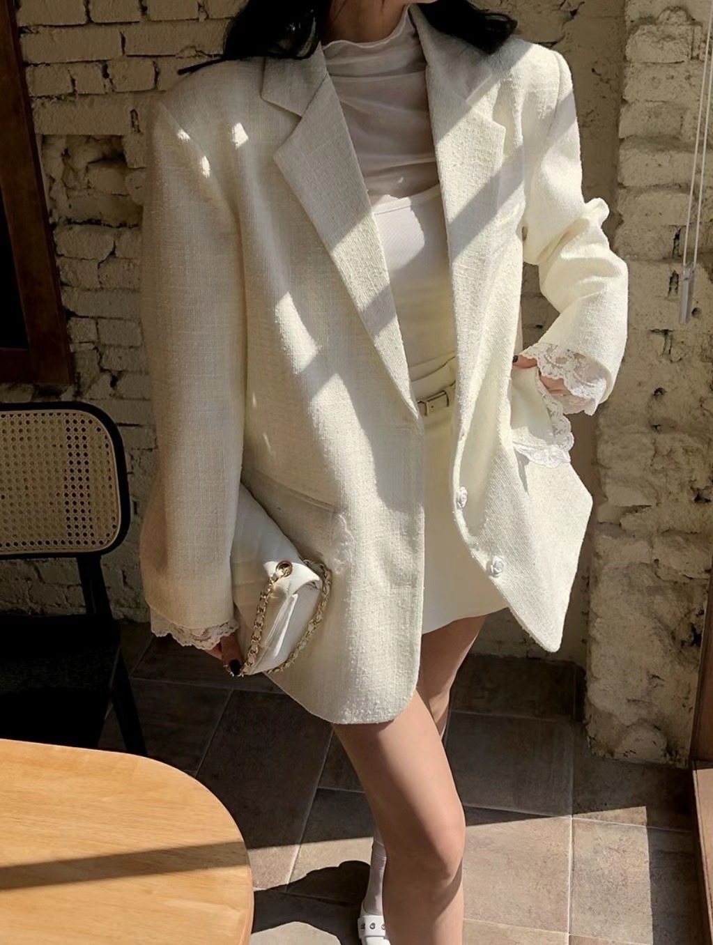 高級西裝蕾絲拼接