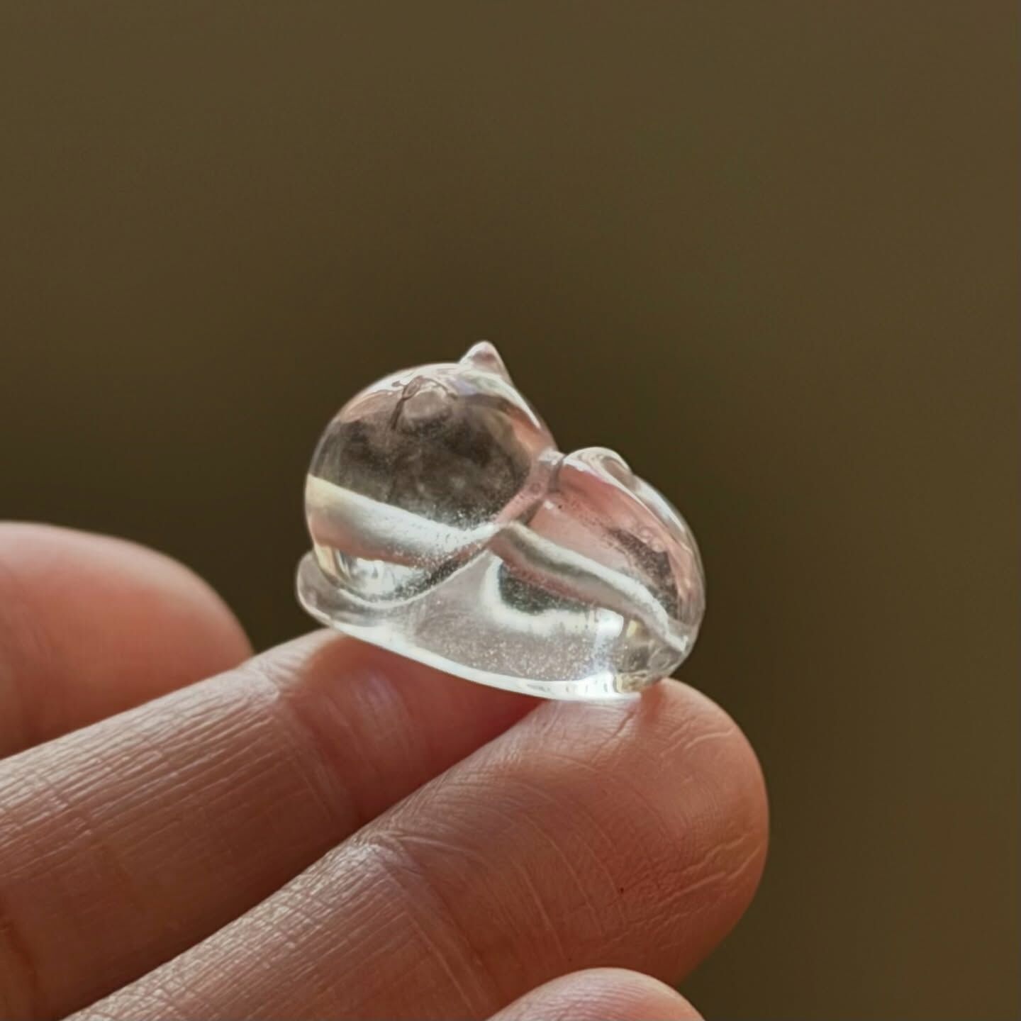 [原石] 白水晶 趴趴貓 通孔 水晶串珠材料