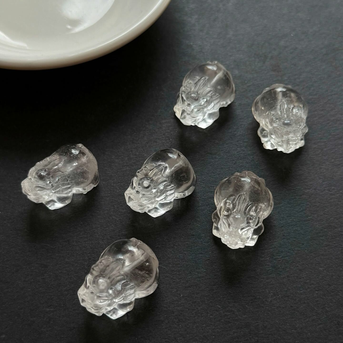 [原石] 白水晶 龍龜 通孔 水晶串珠材料