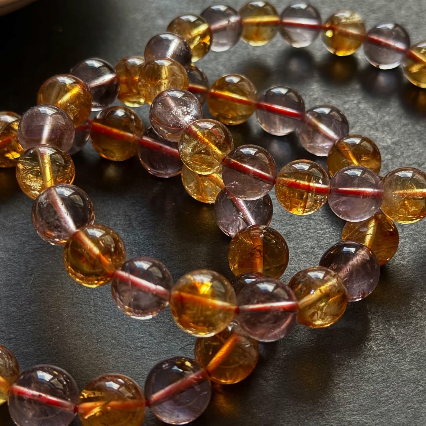 [原石] 紫水晶+黃水晶 水晶手串