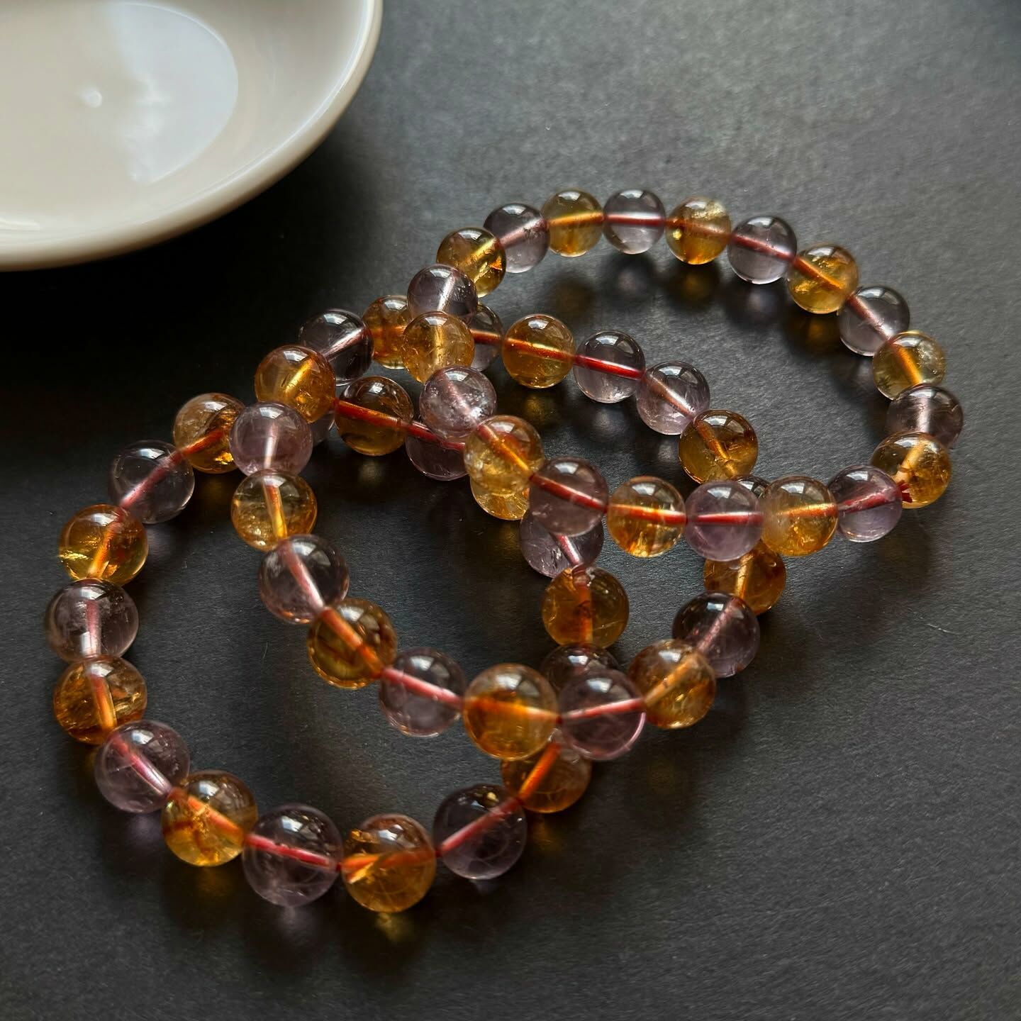 [原石] 紫水晶+黃水晶 水晶手串