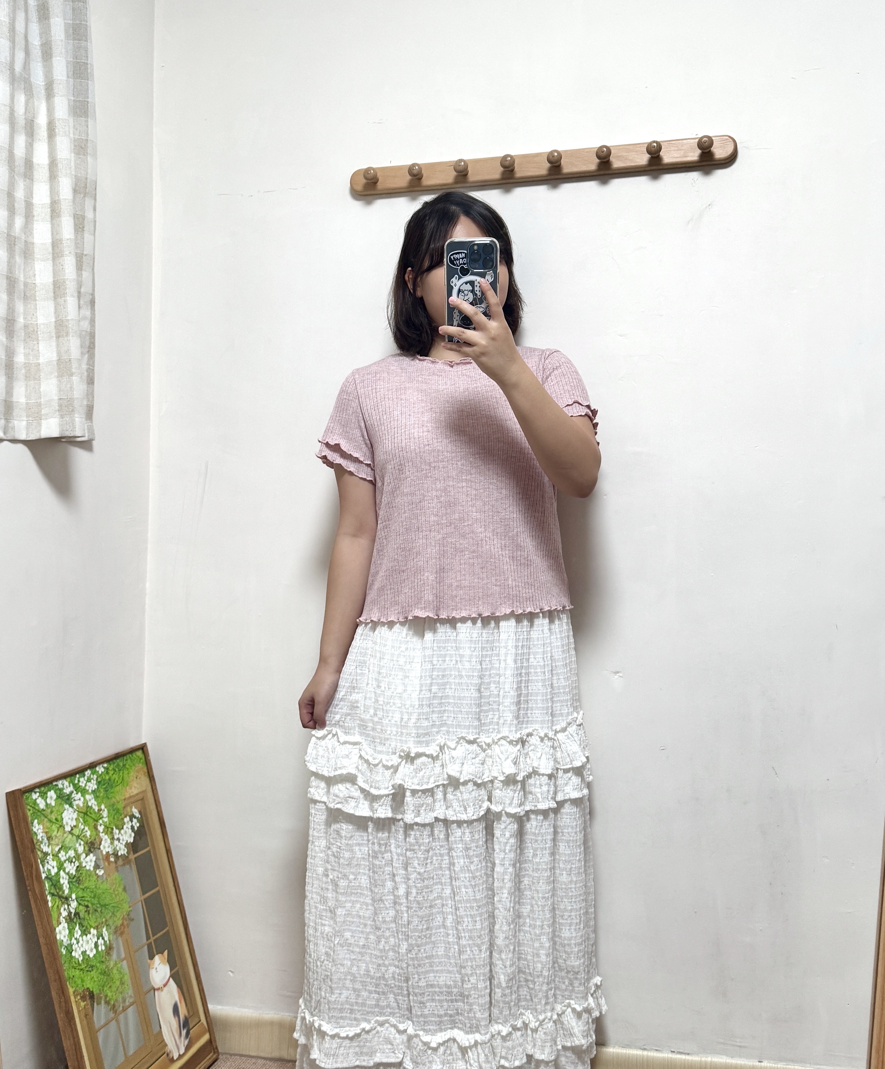 推薦～混色雙層ruffle領 Top