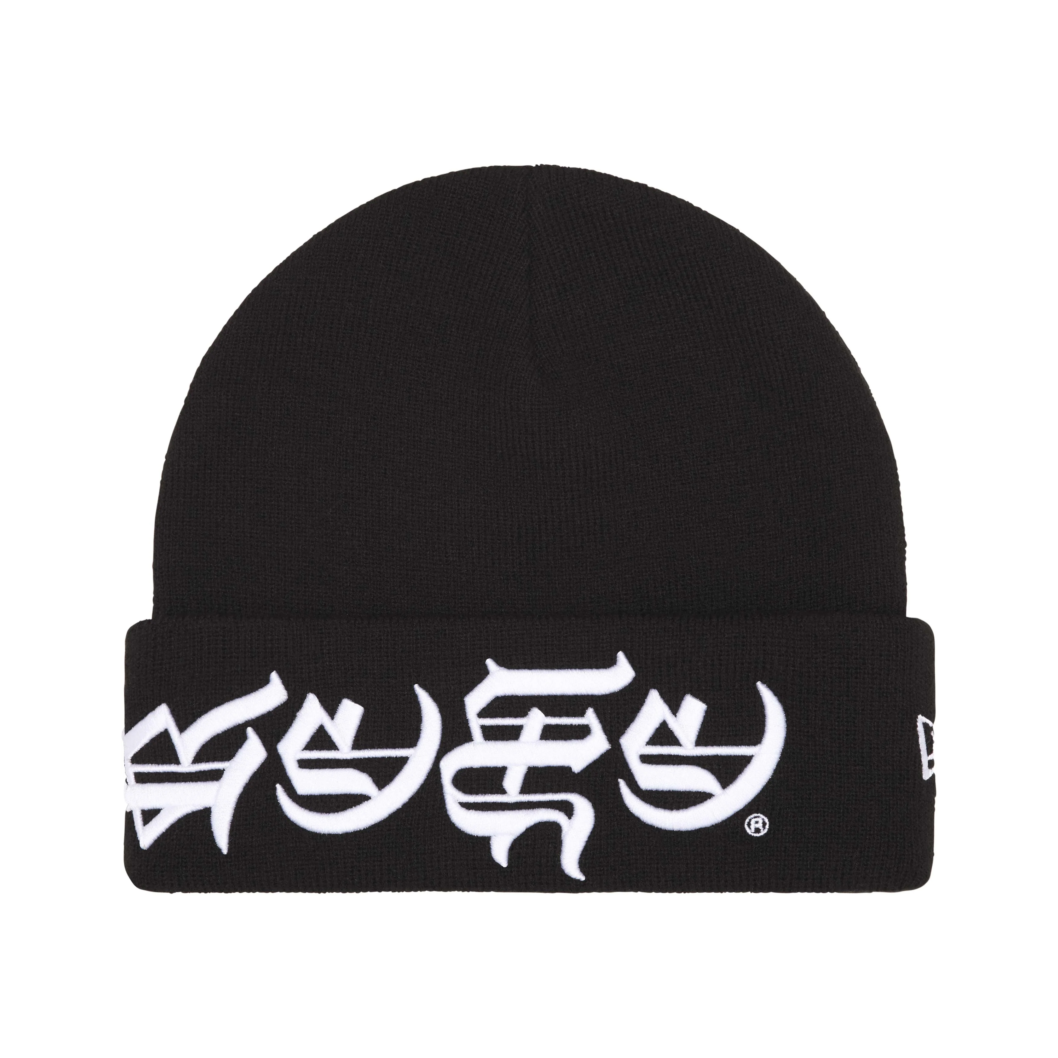 SUPREME NEW ERA BLACKLETTER BEANIE SS25 大字 哥德字體 毛帽 黑色-SS25BN5