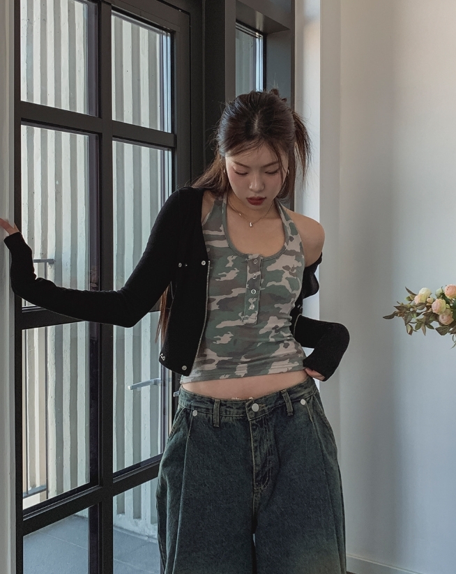 【最後現貨】韓國 個性 街頭 露背 迷彩 背心