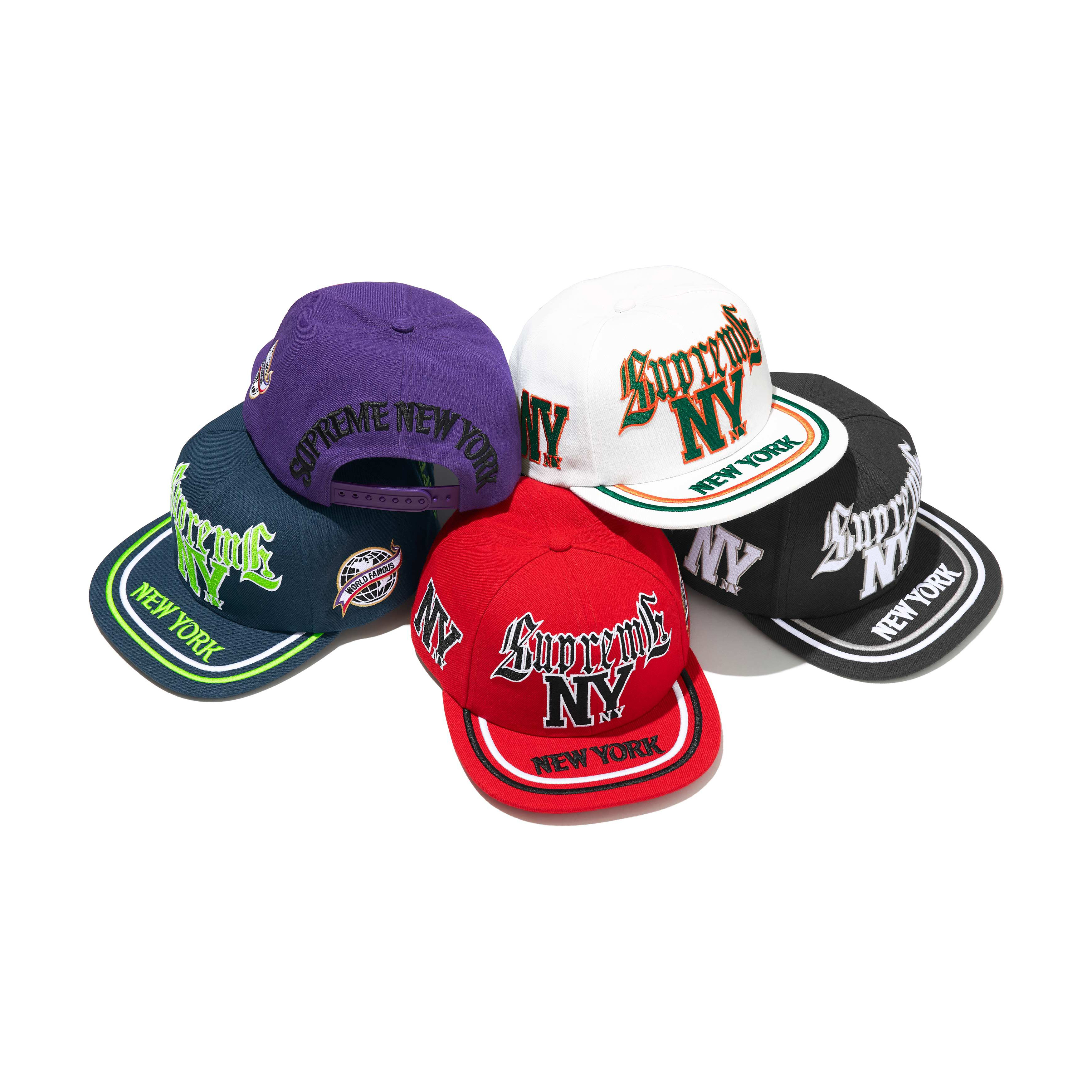 -(B06)-SUPREME OLD ENGLISH NEW YORK 6-PANEL CAP SS25 NY 六分割帽 刺繡 黑/紫/紅/白-SS25H28