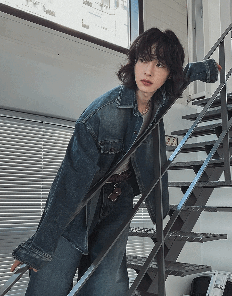 工裝補丁牛仔襯衫