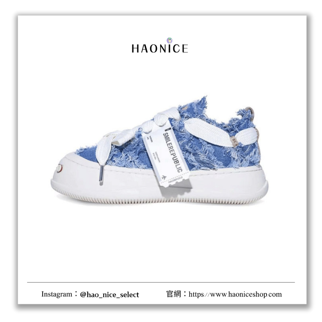 【HAO NICE】100%正韓 SMILEREPUBLIC 韓國潮牌🇰🇷蝴蝶結綁帶帆布厚底休閒鞋 布鞋
