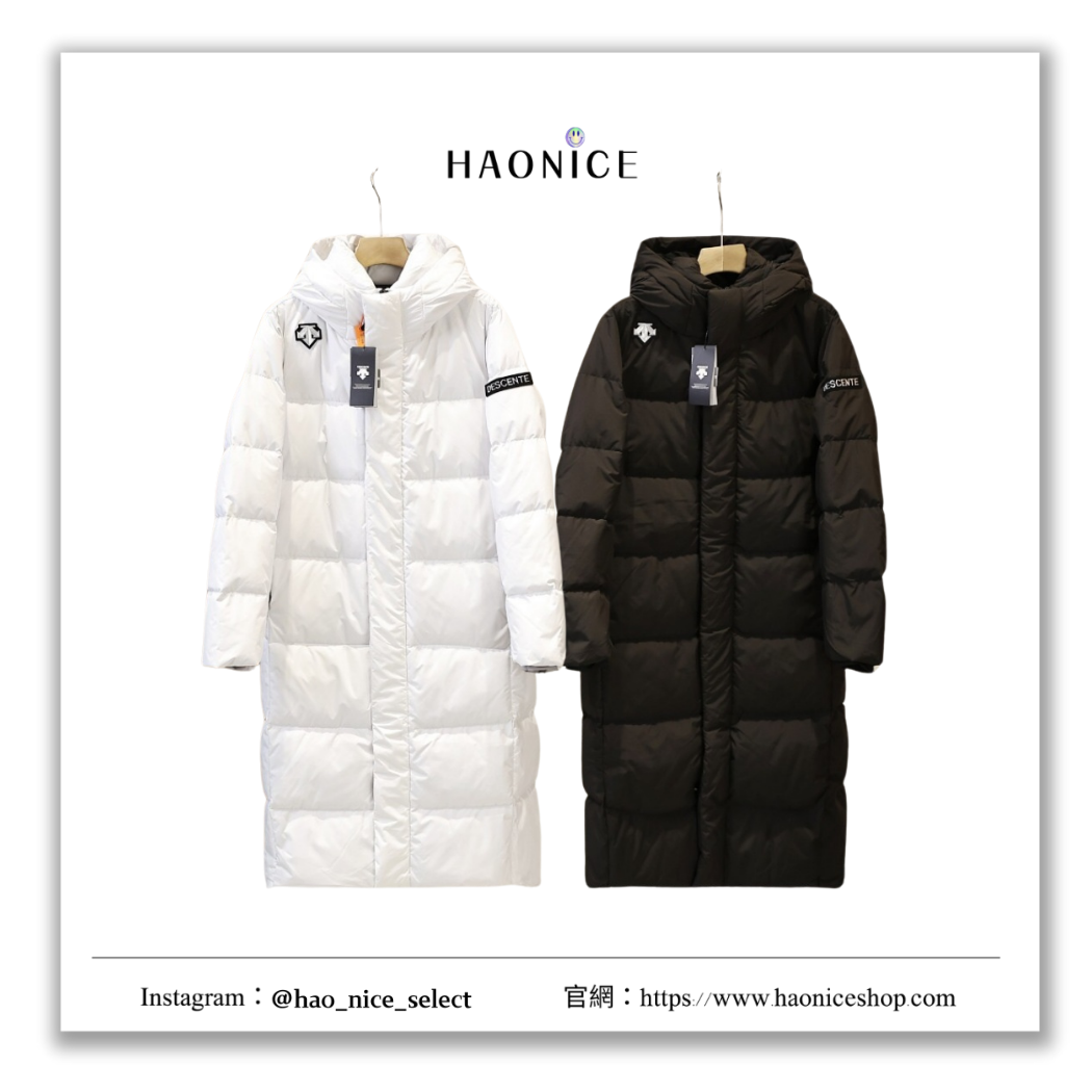 【HAO NICE】100%正品 DESCENTE 日本精品🇯🇵刺繡標誌輕質長版羽絨大衣 羽絨外套