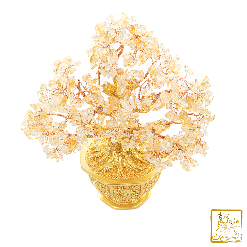 黃水晶八吉祥發財樹1.1kg 佛門八寶【吉祥水晶專賣店】