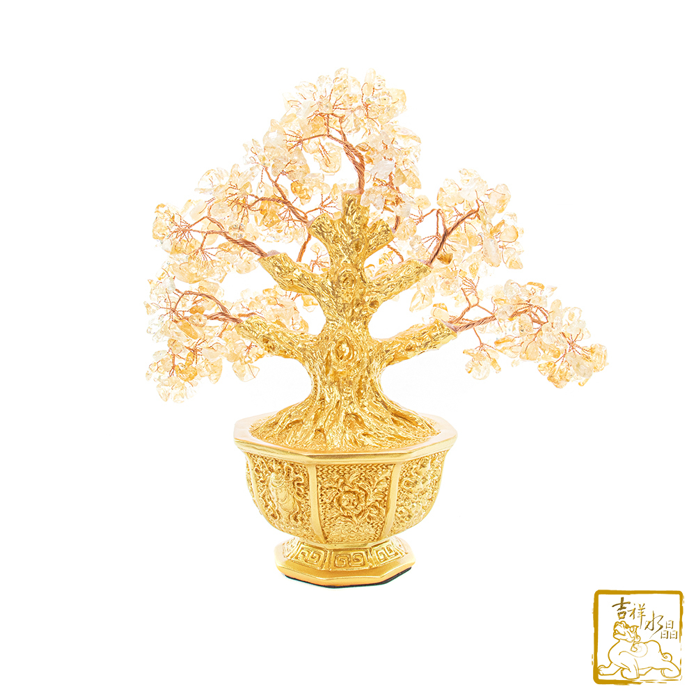 黃水晶八吉祥發財樹1.1kg 佛門八寶【吉祥水晶專賣店】