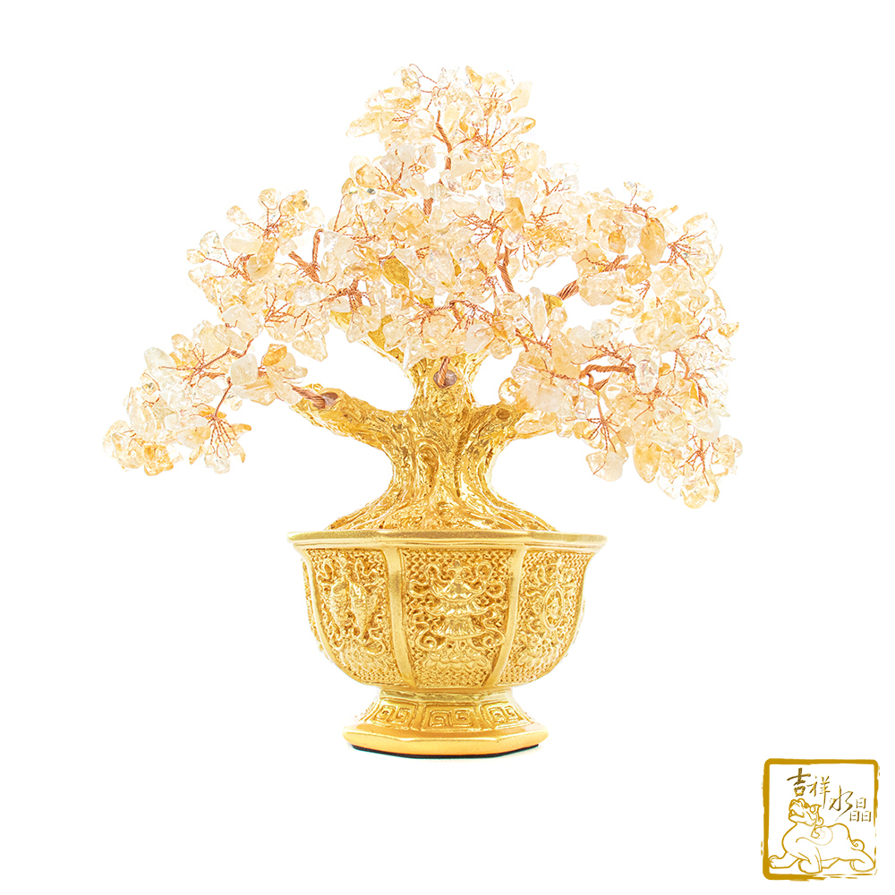 黃水晶八吉祥發財樹 1.1kg 佛門八寶