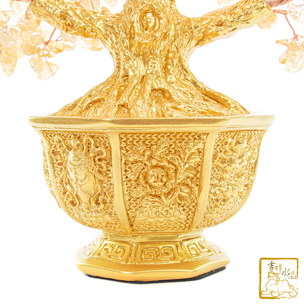 黃水晶八吉祥發財樹 1.1kg 佛門八寶