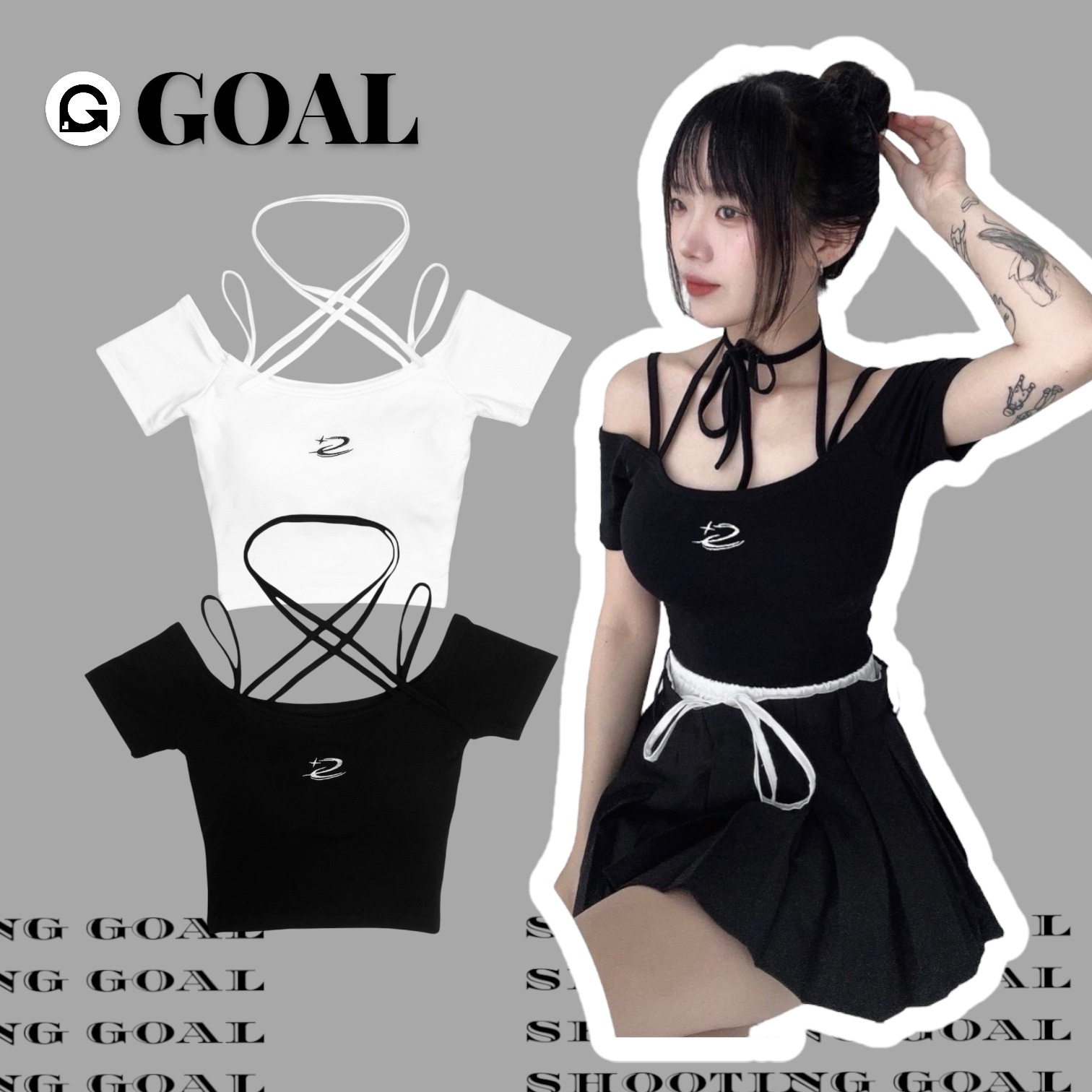 (Goal) DCM 繞頸 有罩杯 流星 短版上衣
