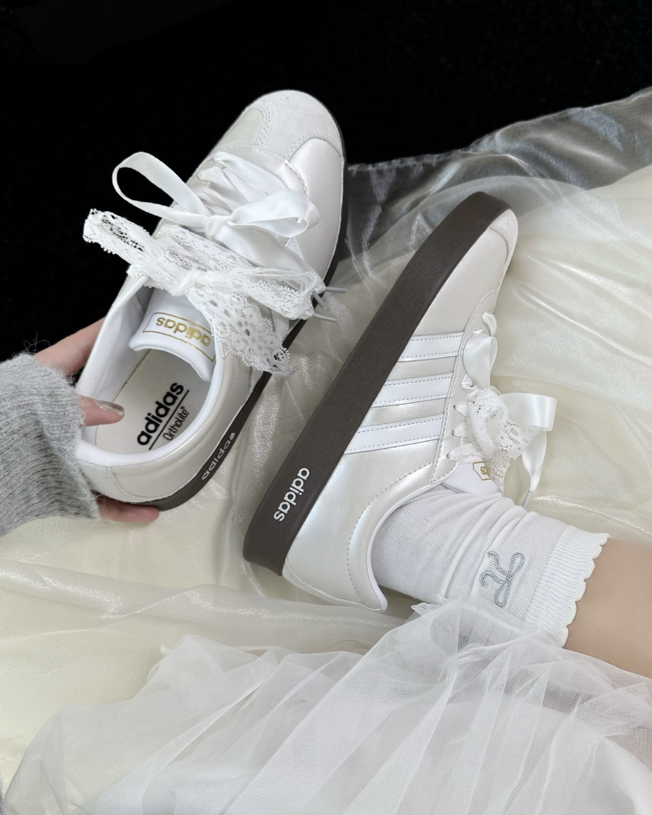 <絕美訂製款🎀>Adidas Neo Vl Court 德訓鞋 蝴蝶結 蕾絲 月光芭蕾舞