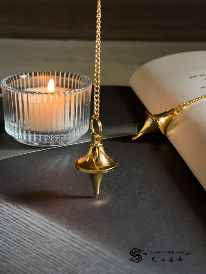 銅製電鍍金色水滴飾面靈擺 療癒 解答 決策 找失物 測能量  - 光之薩滿