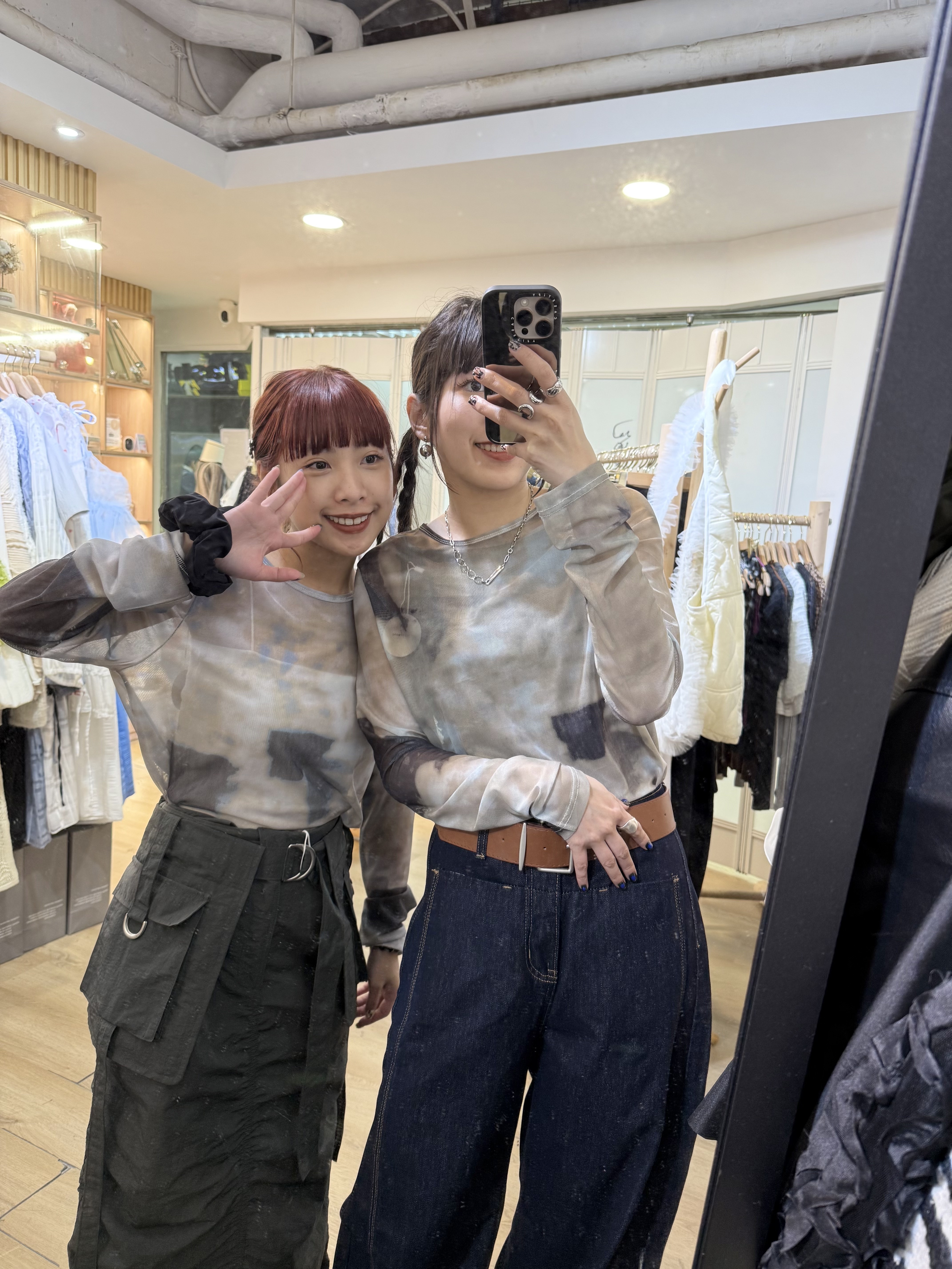 日系暈染圓領top