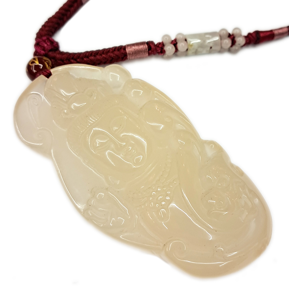 觀自在菩薩巧雕白玉髓項鍊【十方】133039