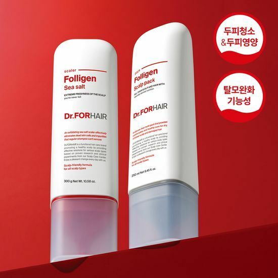 Dr.FORHAIR Folligen Hair Scalp Intensive Care Solution Set (Sea Salt 300ml + Scalp Pack 250ml)