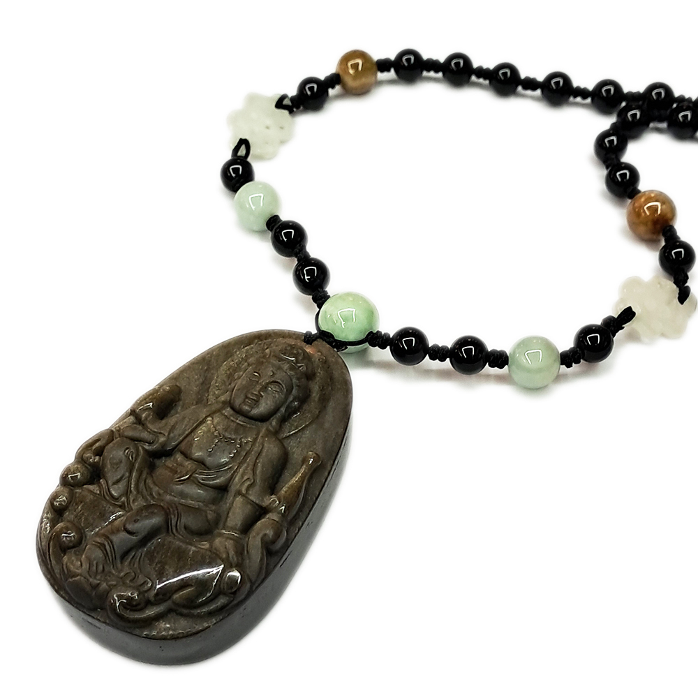 觀自在菩薩{金黑曜}&玉項鍊【十方】130269