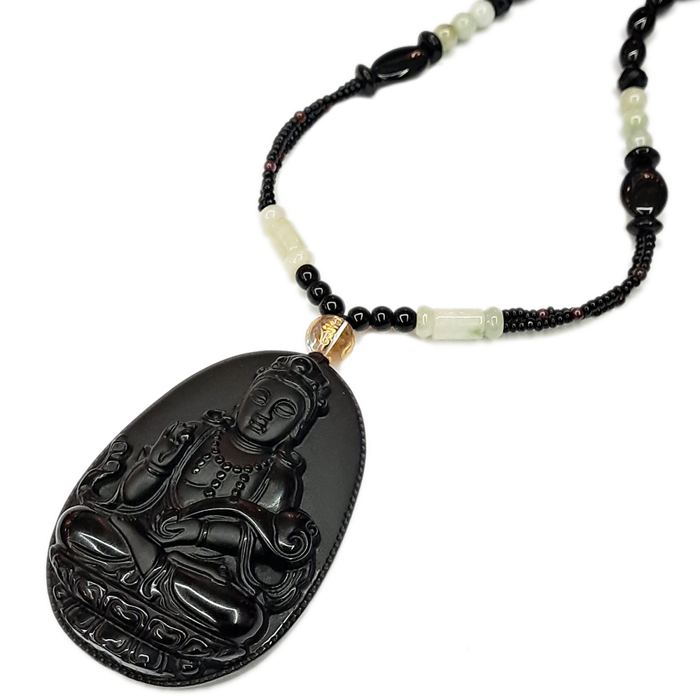 如意觀音黑曜岩 項鍊【十方】138966