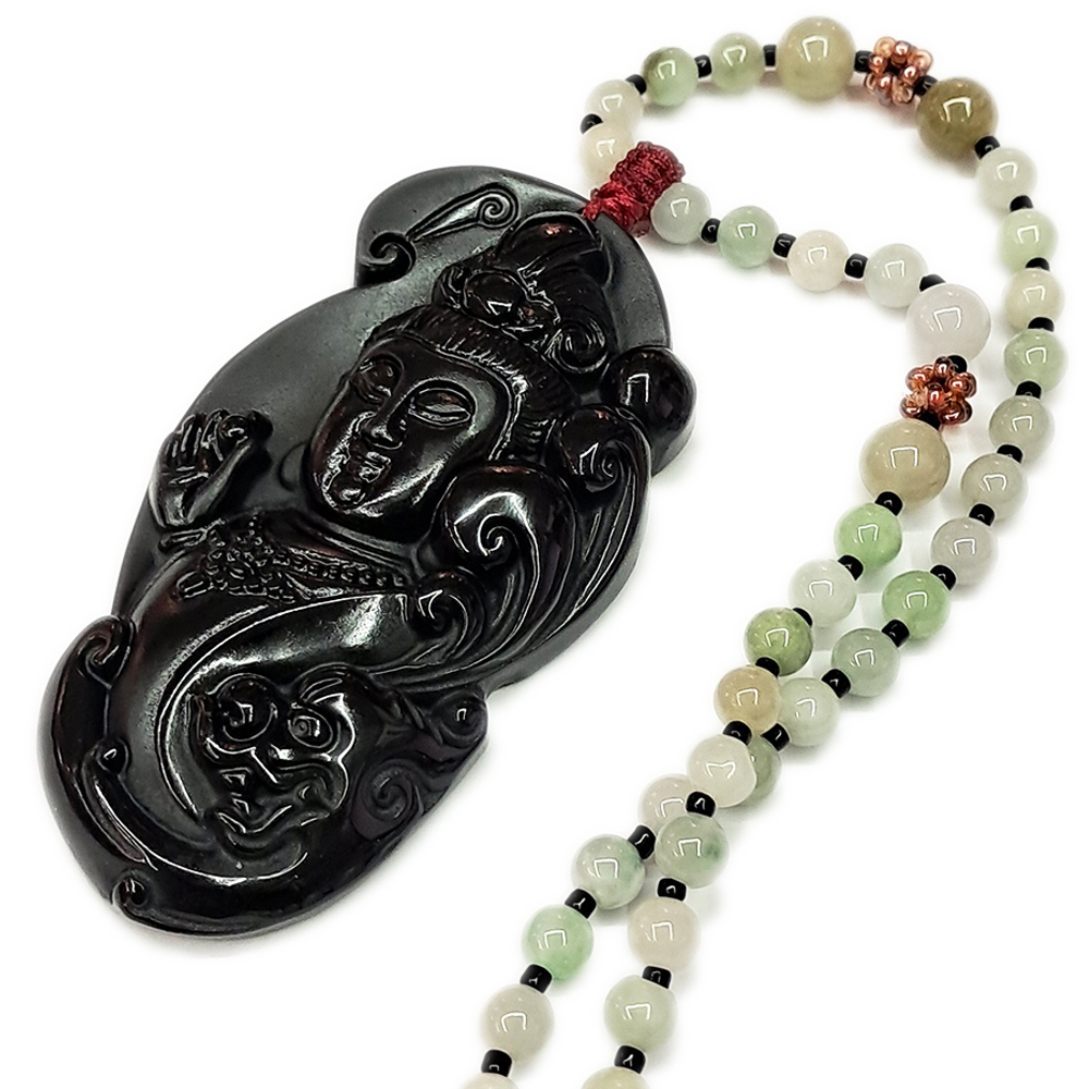 自在觀音{黑曜岩}玉項鍊【十方】132094