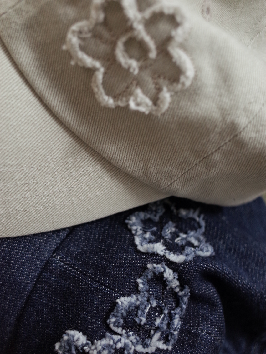 raw-edge floral cap