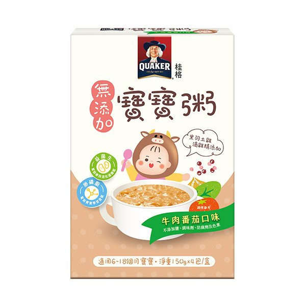 (1+1專屬體驗價 再折$60)桂格寶寶粥 牛肉番茄1盒 (150gX4包/盒) [本商品下單，再搭米麥精任1件現折$ 60]