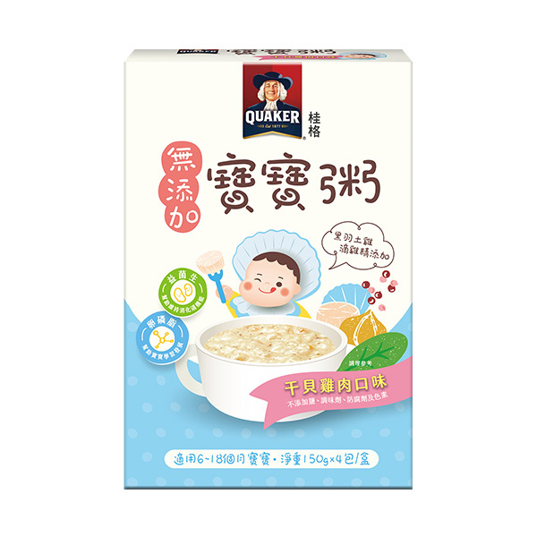 (1+1專屬體驗價 再折$60)桂格寶寶粥 干貝雞肉1盒 (150gX4包/盒)[本商品下單，再搭米麥精任1件現折$ 60]