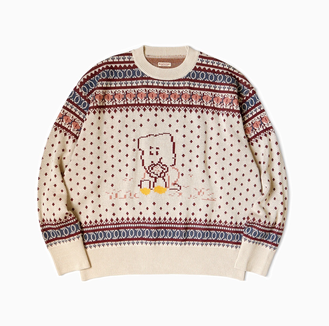 KAPITAL 2025 8G COTTON KNIT PECKISH RAINBOWY FAIR ISLE CREW SWEATER - PRE ORDER ITEM (預訂中)