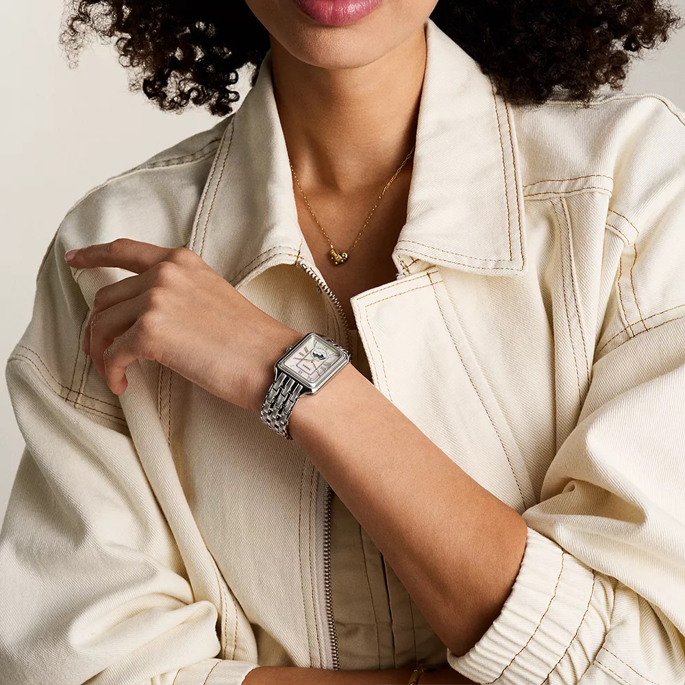 Raquel 復古女伶日月相女錶 銀色不鏽鋼錶帶 29 MM ES5400