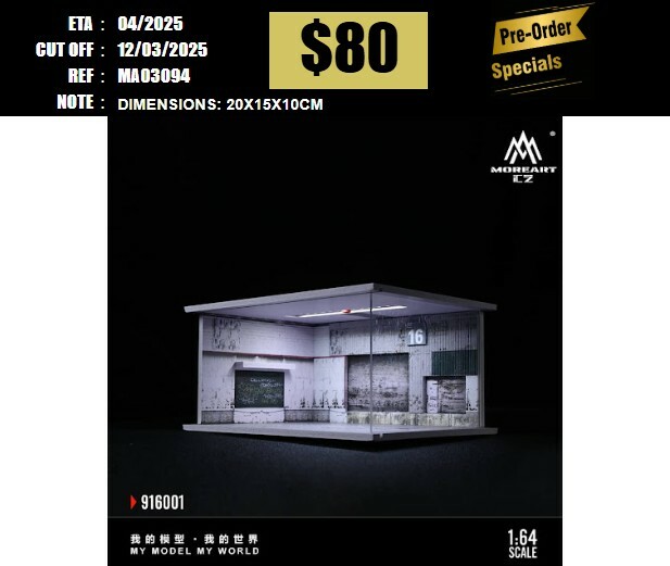 PO-$80 * MOREART * 1:64 DIORAMA - ASSEMBLED VERSION LIGHTING SCENE WAREHOUSE [OD09/03]