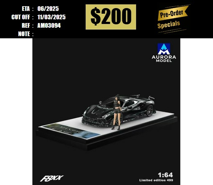 PO-$200 * AURORA MODEL * 1:64 F8 TRIBUTO MANSORY F8XX BLACK W/FIGURE [OD09/03]
