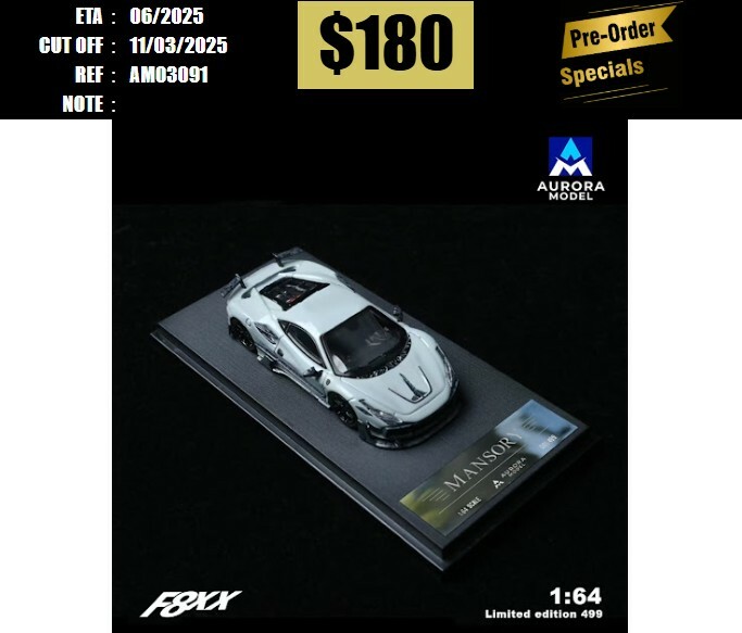 PO-$180 * AURORA MODEL * 1:64 F8 TRIBUTO MANSORY F8XX CEMENT GREY [OD09/03]