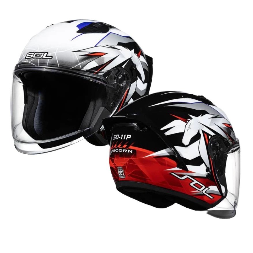 SOL SO-11P 彩繪 UNICORN 黑/紅 3/4罩 獨角獸