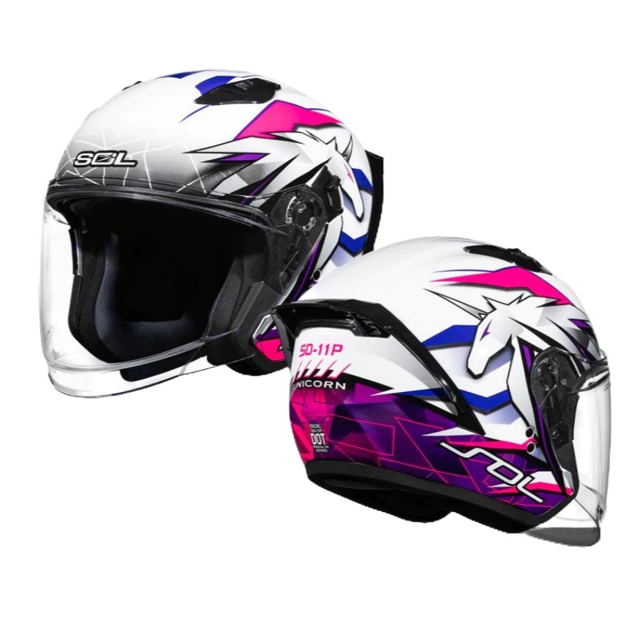 SOL SO-11P 彩繪 UNICORN 白/粉 3/4罩 獨角獸
