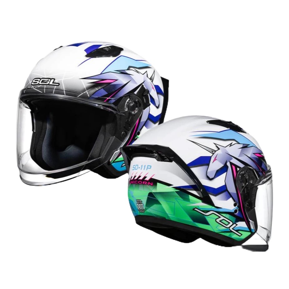 SOL SO-11P 彩繪 UNICORN 白/藍 3/4罩 獨角獸