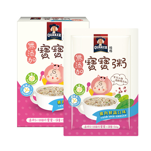 (任選7盒$1899)桂格寶寶粥 豬肉鮮蔬1盒 (150gX4包/盒)