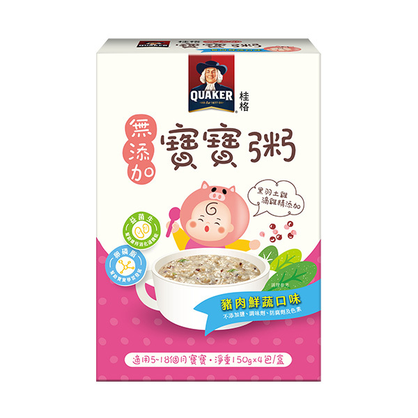 (任選7盒$1899)桂格寶寶粥 豬肉鮮蔬1盒 (150gX4包/盒)