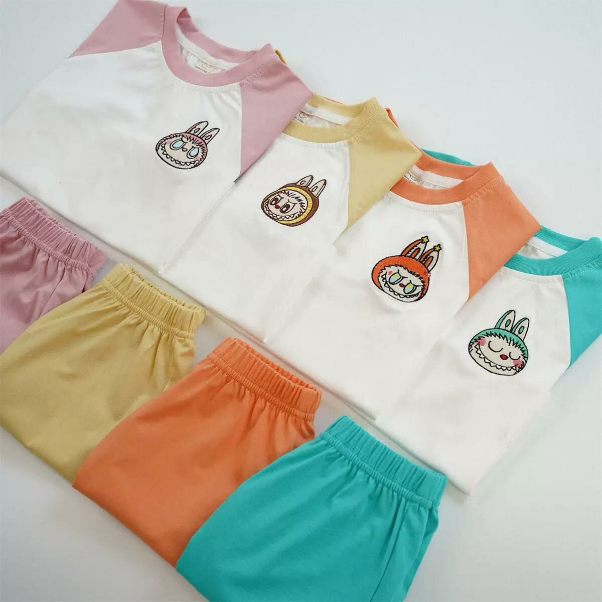 韓版 Labubu 夏季刺繡拼袖套裝  現貨