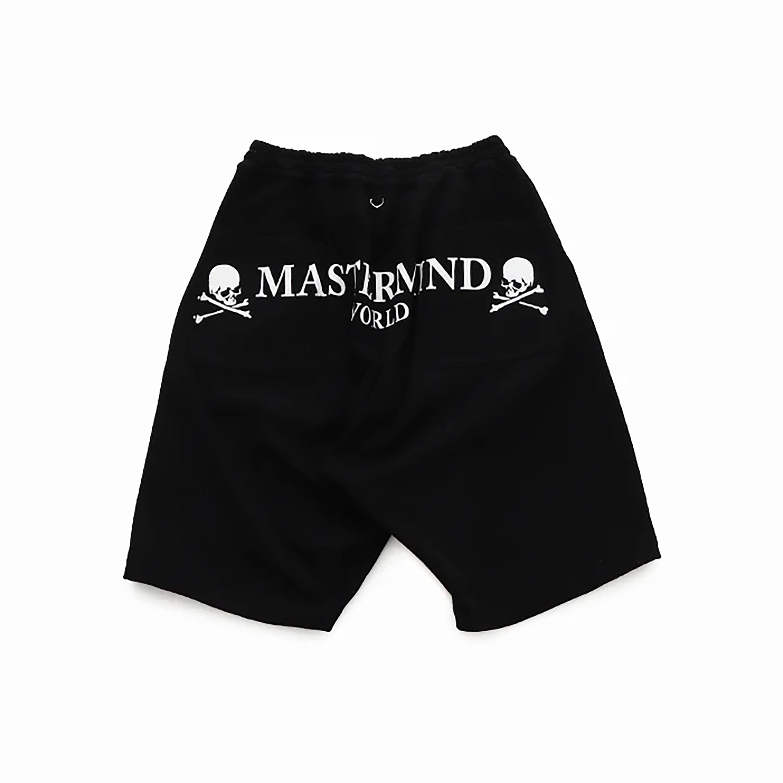 MASTERMIND WORLD MW OG SWEATSHORTS MMW 金屬吊環 綁繩 大字 燙印雙骷髏 純棉 短褲 黑白-MW25S14-PA045