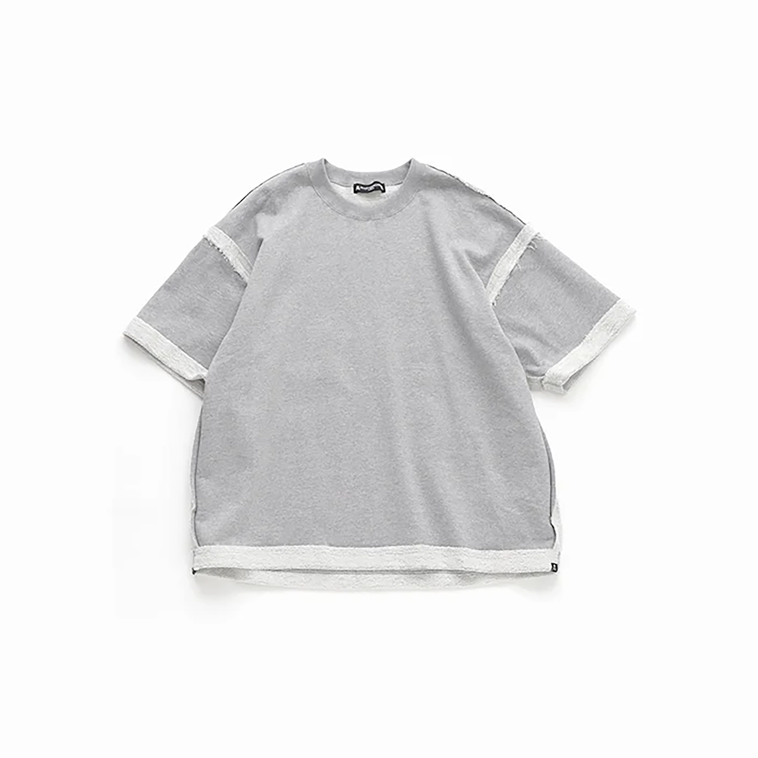 MASTERMIND WORLD CUT-OFF S/S SWEATSHIRT BOXY FIT MMW 反車縫 綁繩 紗線棉 大骷髏 短衛衣 短T 寬鬆版 灰色-MW25S14-SW007