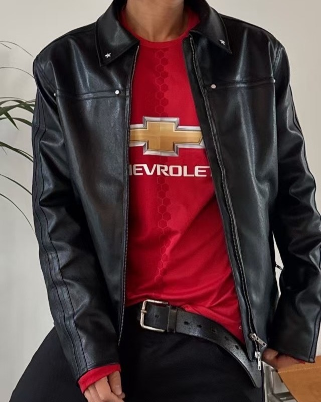 (韓國獨家特價)星星鉚釘皮衣外套