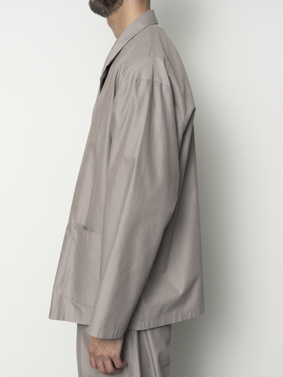 Still By Hand Cupro Mixed Coach Jacket - Blue Grey | Garmentory