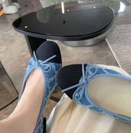 粗花泥芭蕾舞鞋(35-40)(牛仔/檸檬黃/白)