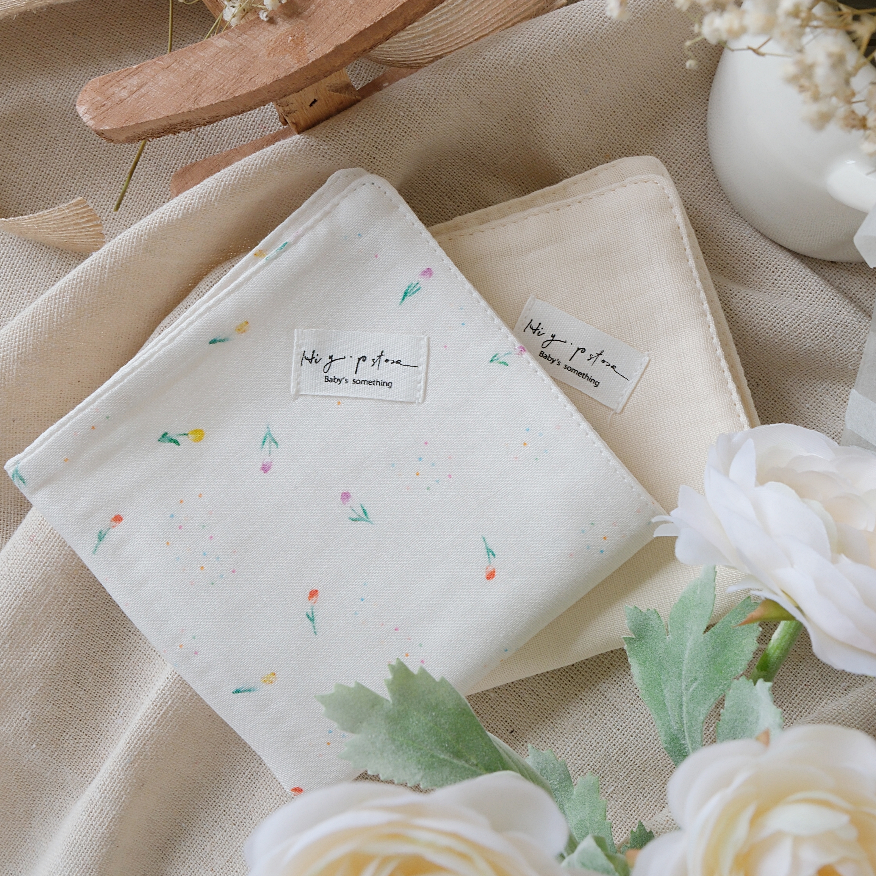 Hi Y.P store-手作六層紗紗布巾-獨家設計款-點點鬱金香(2件組)