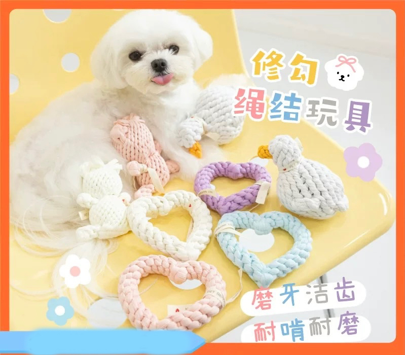 PET REMENBER 绳结编织耐咬小狗玩具