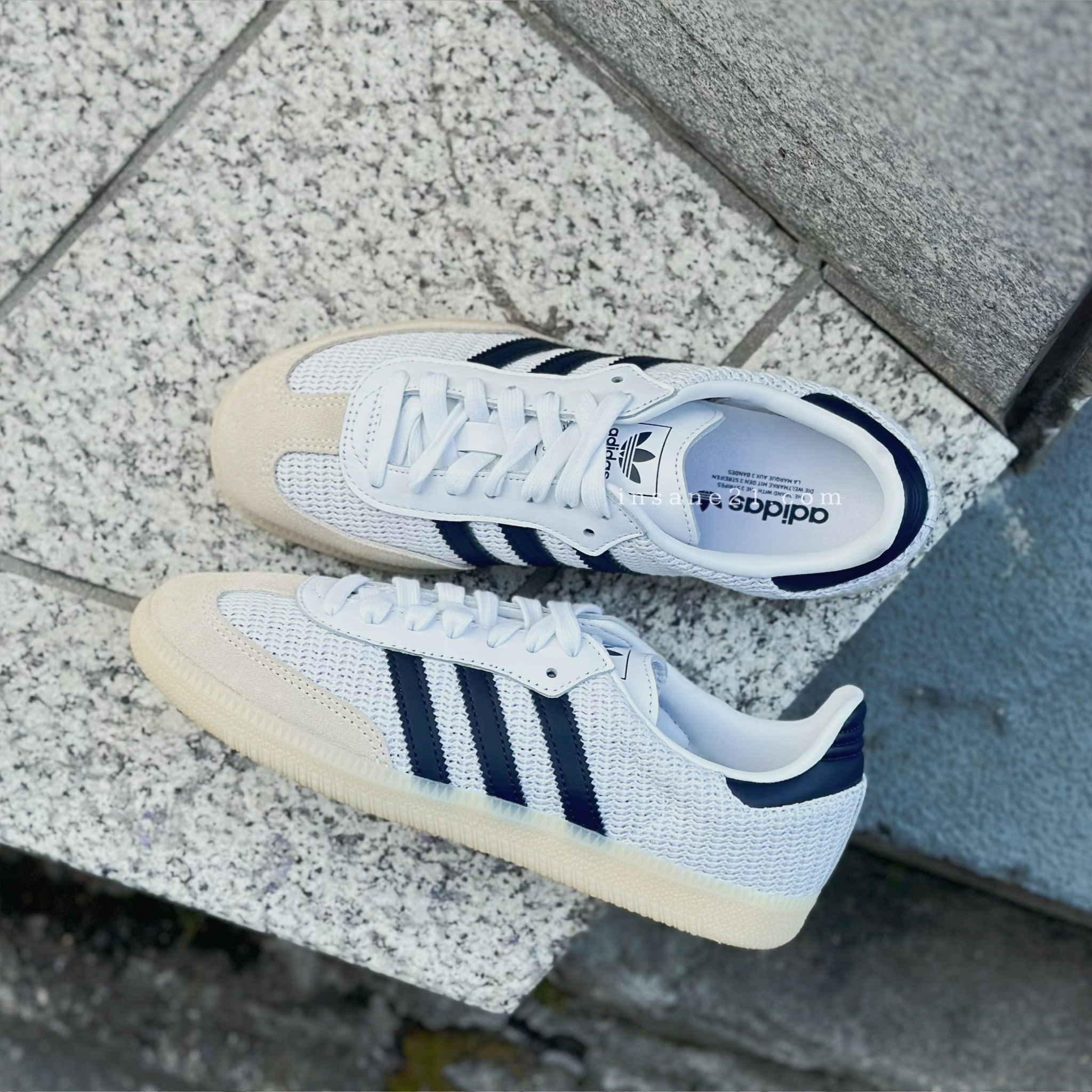 ADIDAS SAMBA OG 米白 海軍藍線 鬆餅格 中性鞋款 休閒鞋 JH5633