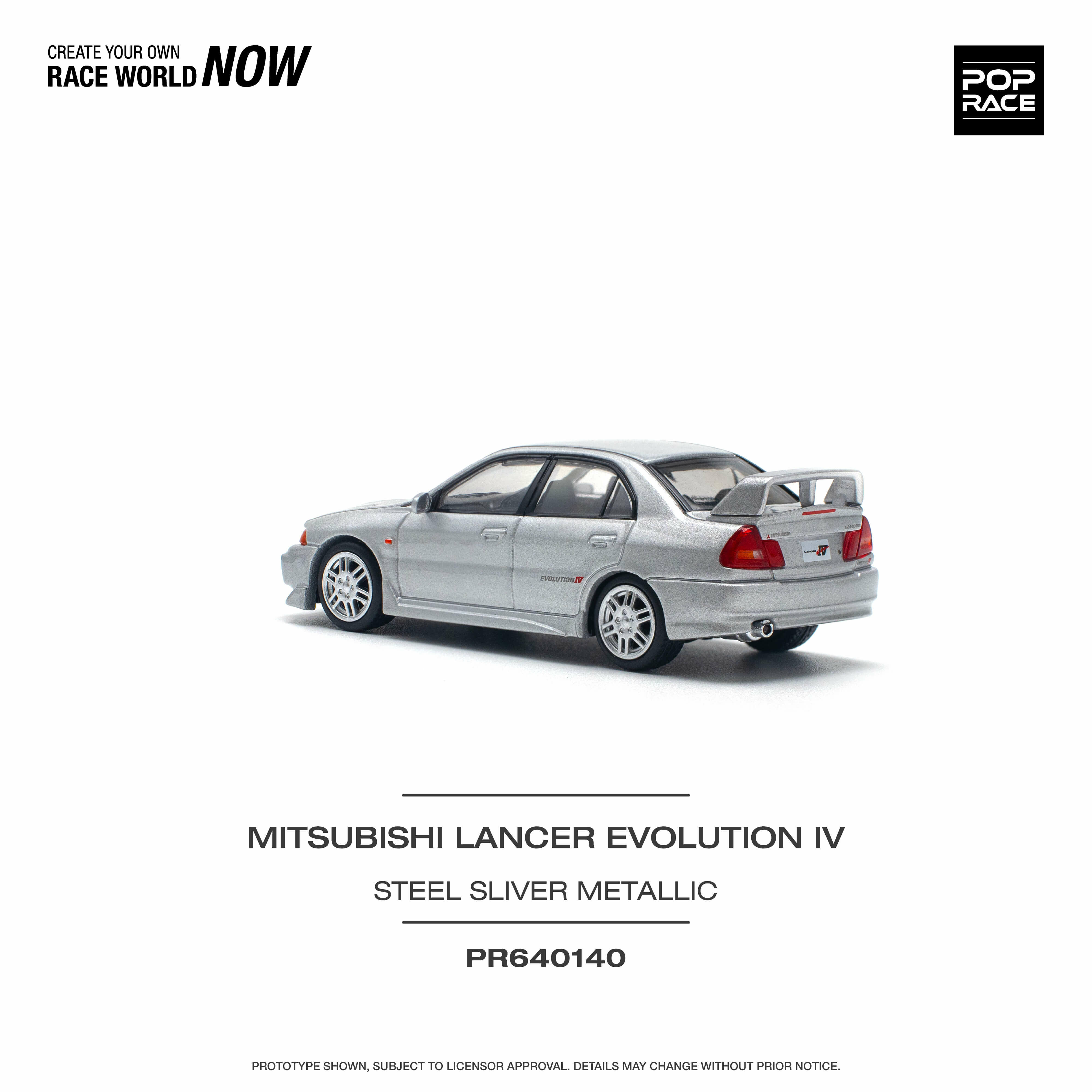 POPRACE 1/64 MITSUBISHI LANCER EVOLUTION IV - STEEL SILVER