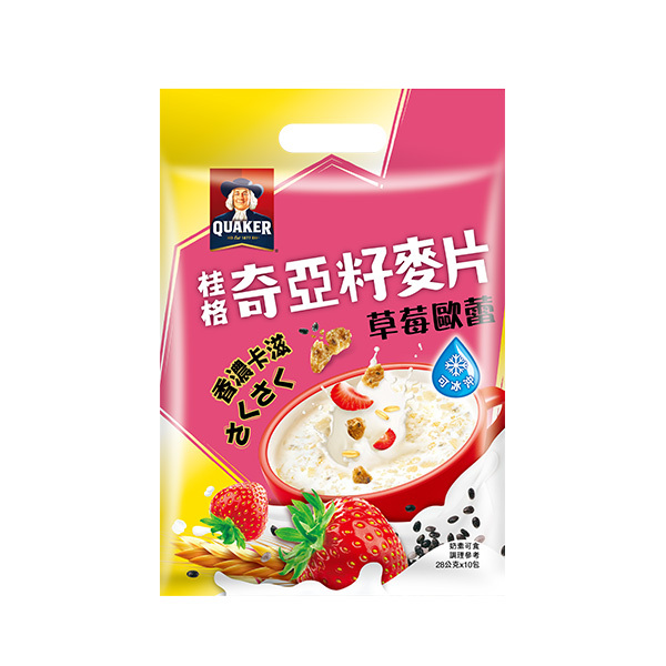 桂格 奇亞籽麥片草莓歐蕾袋裝28gX10包[滿2件+1元多1件活動商品，請勿直接購買]